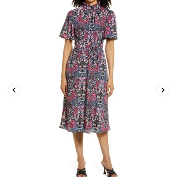 Julia Jordan Ruffle Neck Flutter Sleeve A-Line Dress 4 - Picture 6 of 16